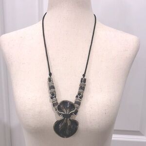 Collectible MAYHEW Artisan-Signed Handcrafted Pottery Pendant and Bead Necklace